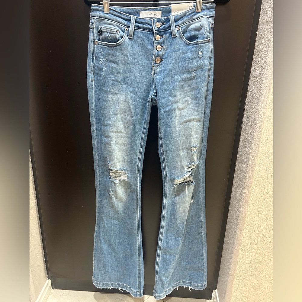 Mid rise boot cut jeans